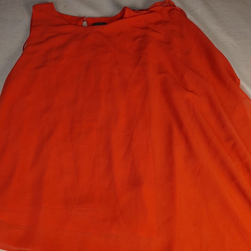 Vince Camuto Sleeveless Blouse Womens Large Orange Excellent Layered Chiffon Top